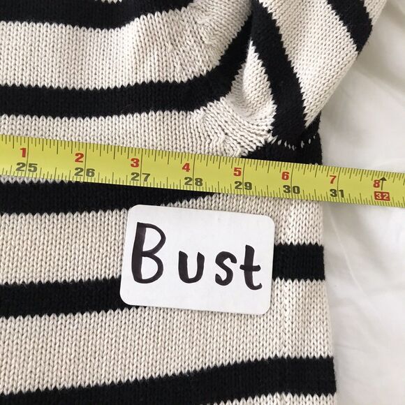 GAP Ivory Black Striped Cotton Knit Long Sleeve Pullover Sweater NEW - XXL - Picture 6 of 9